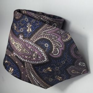 Italian brand blue lavender and red paisley silk tie